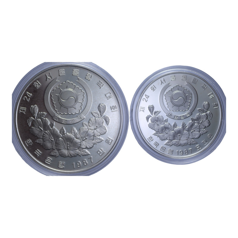 CINA 10000 + 5000 WON 1987 OLIMPIADI DI SEUL 1988 AG. 33,6+16,8 GR. IN COFANETTO...