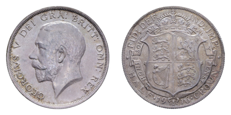 GRAN BRETAGNA GIORGIO V HALF CROWN 1916 AG. 14,16 GR. FDC