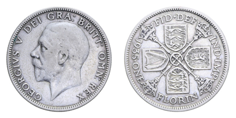 GRAN BRETAGNA GIORGIO V 1 FLORIN 1935 AG. 11,23 GR. qBB/BB