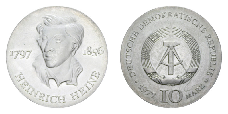 GERMANIA DDR 10 MARK 1972 AG. 17,05 GR. FDC (PATINATA)