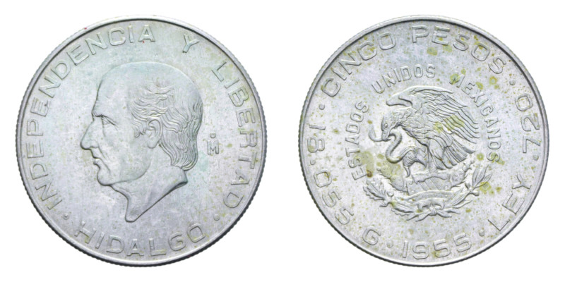 MESSICO 5 PESOS 1955 AG. 18,01 GR. SPL+ (SEGNETTI)