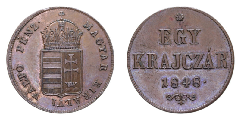 UNGHERIA KRAJCZAR 1848 CU. 8,60 GR. SPL