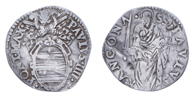 ANCONA PAOLO IV (1555-1559) GIULIO AG. 3,02 GR. BB