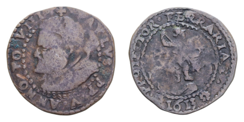 FERRARA PAOLO V (1605-1621) QUATTRINO 1613 AN. VIII CU. 2,54 GR. qBB