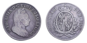 MILANO MARIA TERESA (1740-1780) MEZZO SCUDO 1780 AG. 11,16 GR. qBB/BB