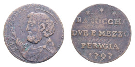 PERUGIA (1775-1799) 2 E MEZZO BAIOCCHI 1797 SAMPIETRINO CU. 12,70 GR. BB