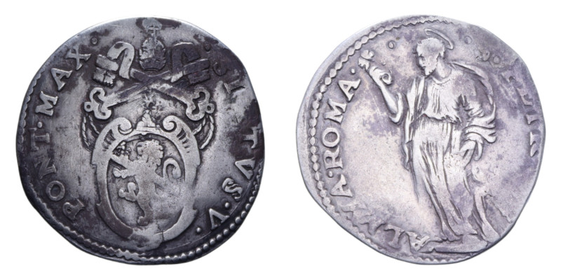 ROMA SISTO V (1585-1590) TESTONE R AG. 9,14 GR. BB