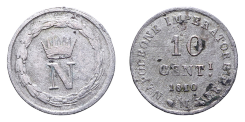 NAPOLEONE I RE D'ITALIA (1805-1814) 10 CENT. 1810 MILANO MI. 1,77 GR. BB