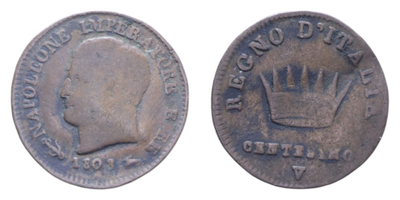 NAPOLEONE I RE D'ITALIA (1805-1814) 1 CENT. 1808 VENEZIA R CU. 2,06 GR. qBB
