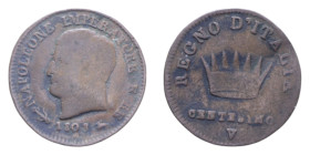 NAPOLEONE I RE D'ITALIA (1805-1814) 1 CENT. 1808 VENEZIA R CU. 2,06 GR. qBB