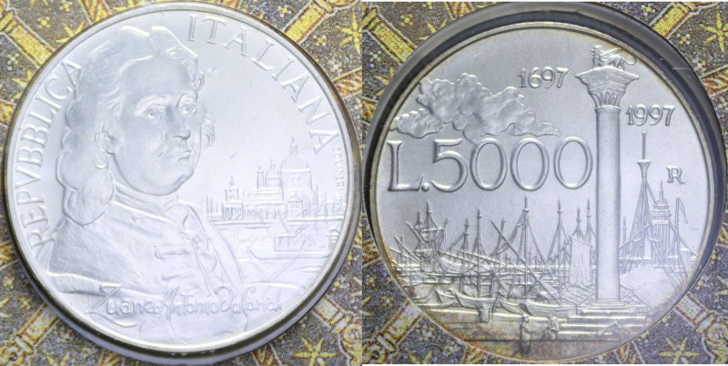 5000 LIRE 1997 CANALETTO AG. 18 GR. FDC