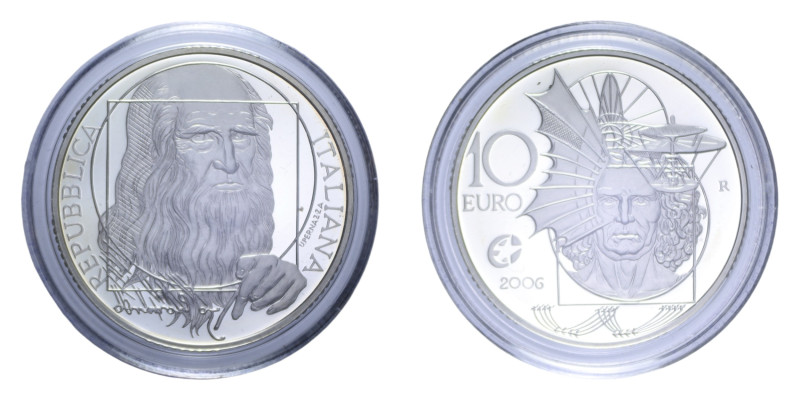 10 EURO 2006 LEONARDO DA VINCI AG. 22 GR. IN COFANETTO PROOF