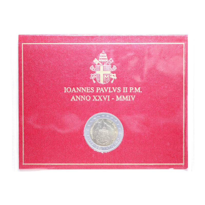 GIOVANNI PAOLO II (1978-2005) 2 EURO 2004 LXXV ANNO ISTITUZIONE STATO IN FOLDER ...