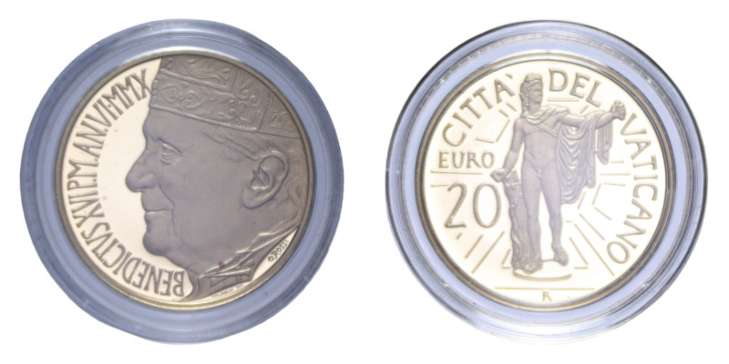 BENEDETTO XVI (2005-2013) 20 EURO 2010 APOLLO DEL BELVEDERE AU. 6 GR. IN COFANET...