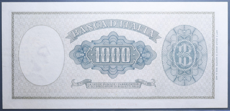 REPUBBLICA ITALIANA 1000 LIRE 25/9/1961 ITALIA ORNATA DI PERLE MEDUSA SUP