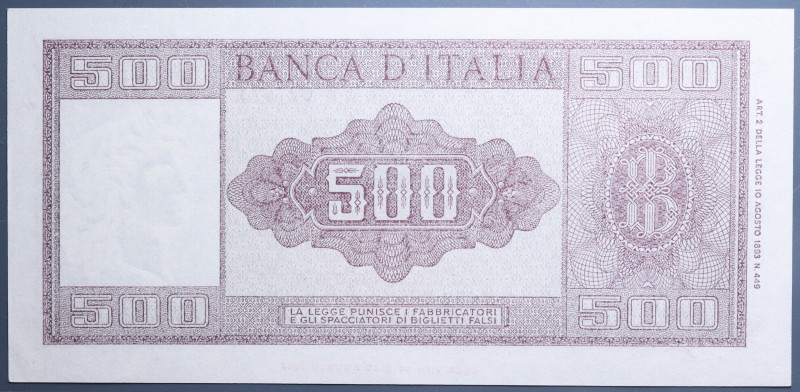 REPUBBLICA ITALIANA 500 LIRE 20/3/1947 ITALIA ORNATA DI SPIGHE NC SUP