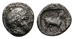 Thrace, Ainos. AR Diobol, 1.16 g 11.22 mm. Late 5th century BC.
