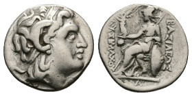 Kings of Thrace. Lysimachos, AR Drachm, 3.97 g 18.49 mm. 305-281 BC.