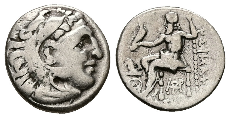 Kings of Thrace (Macedonian). Lysimachos, AR Drachm, 4.05 g 17.44 mm. 305-281 BC...
