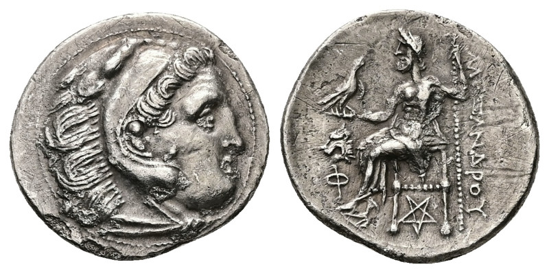 Kings of Thrace (Macedonian). Lysimachos, AR Drachm, 3.44 g 19.35 mm. 305-281 BC...