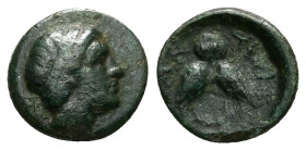 Kings of Thrace, Macedonian. Agathokles, son of Lysimachos. Ae, 1.66 g 13.99 mm. Circa 290s-283/2 BC. Agathokleia (Adramyteion) mint.