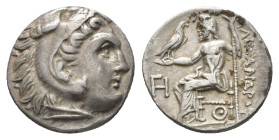 Kings of Macedon. Antigonos I Monophthalmos. AR Drachm, 4.21 g. 17.70 mm. 320-301 BC. In the name and types of Alexander III. Struck 310-301 BC. Lamps...