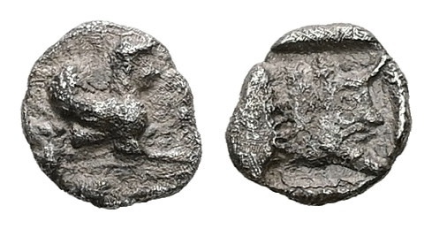 Asia Minor, Uncertain mint. AR Tetartemorion, 0.22 g 6.91 mm. Circa BC 5th centu...