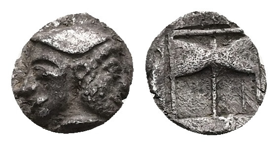 Troas, Tenedos. AR Hemiobol, 0.40 g 8.18 mm. Circa 450-387 BC.