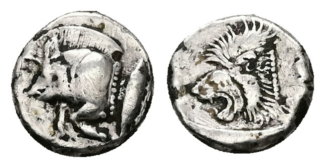 Mysia, Kyzikos. AR Obol, 0.80 g 9.25 mm. Circa 450-400 BC.