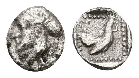 Lesbos, Methymna. AR Hemiobol, 0.30 g 7.19 mm. Circa 500/480-460 BC.