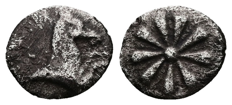 Aeolis, Kyme. AR Hemiobol, 0.18 g 7.24 mm. Circa 350-250 BC.