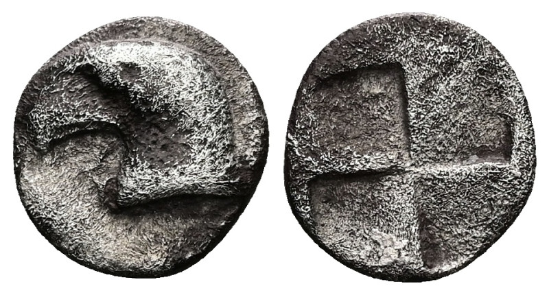 Aeolis, Kyme. AR Hemiobol. 0.34 g 7.55 mm. Circa 480-450 BC.