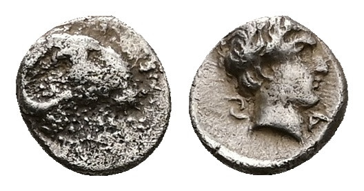 Caria, Kasolaba. AR Hemiobol, 0.50 g 7.49 mm. 4th century BC.