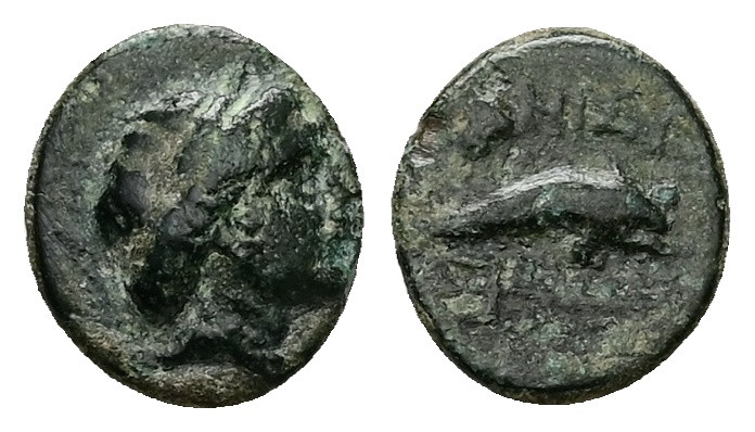 Caria, Nysiros. Ae, 0.99 g 11.18 mm. Mid 4th-late 3rd century BC