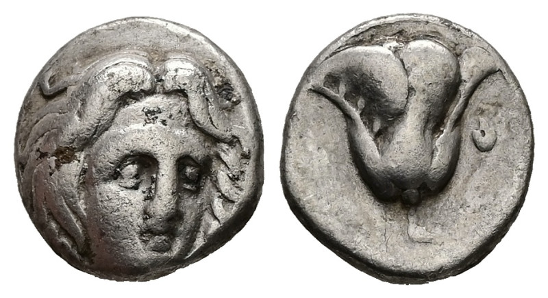 Caria, Rhodos. AR Drachm, 3.29 g 14.26 mm. Circa 305-275 BC.