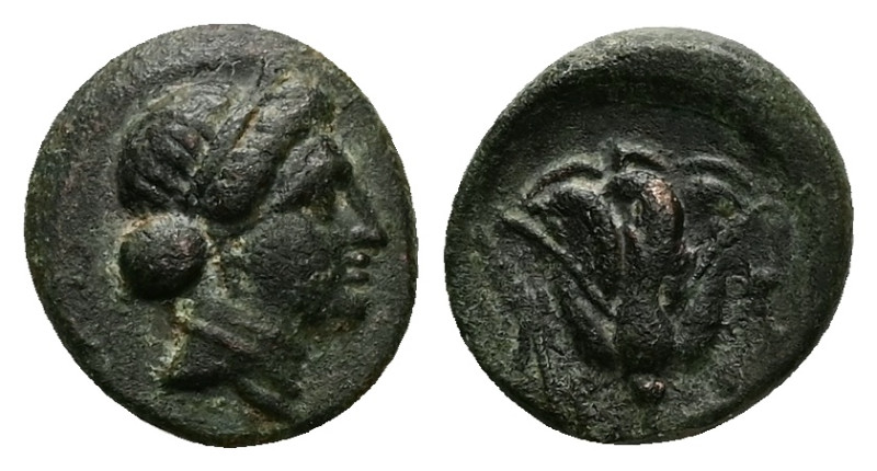 Caria, Rhodes. Ae, 1.78 g 12.82 mm. Circa 404-385 BC.