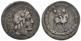 Mn. Fonteius C.f, 85 BC. AR, Denarius. 3.59 g. 21.32 mm. Rome.