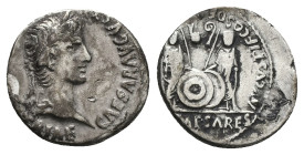 Augustus, 27 BC-AD 14. AR, Denarius. 3.46 g. 19.33 mm. Lugdunum.