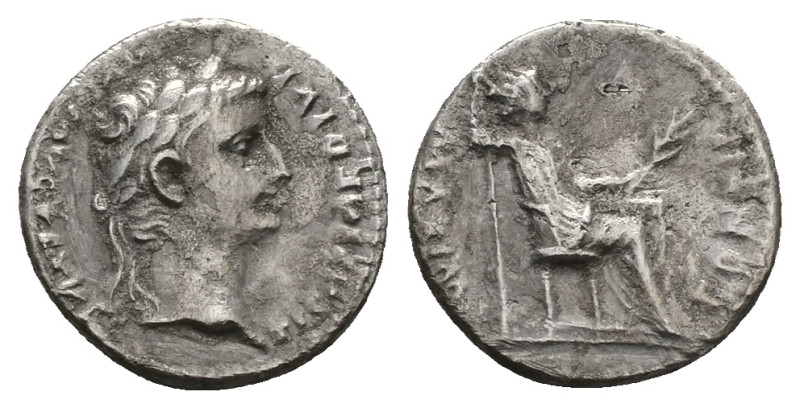 Tiberius, AD 14-37. AR, Denarius, "Tribute Penny" type. 3.53 g. 18.23 mm. Lugdun...