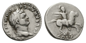 Domitian as Caesar, AD 69-81. AR, Denarius. 3.40 g. 17.98 mm. Rome