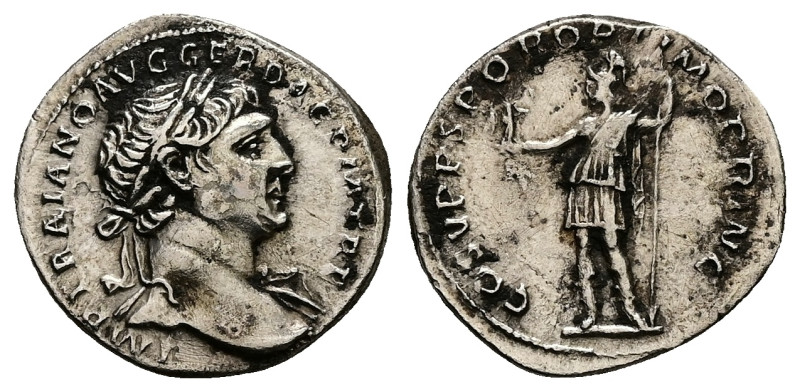 Trajan, AD 98-117. AR, Denarius. 3.40 g. 18.65 mm. Rome.