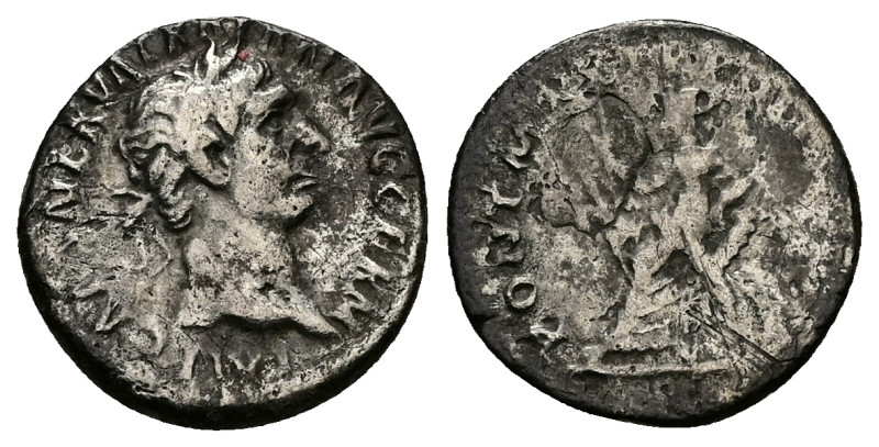 Trajan, AD 98-117. AR, Denarius. 2.69 g. 17.46 mm. Rome.