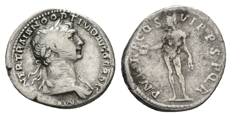 Trajan, AD 98-117. AR, Denarius. 3.33 g. 19.45 mm. Rome.