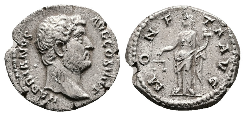 Hadrian, AD 117-138. AR, Denarius. 3.00 g. 18.27 mm. Rome.
