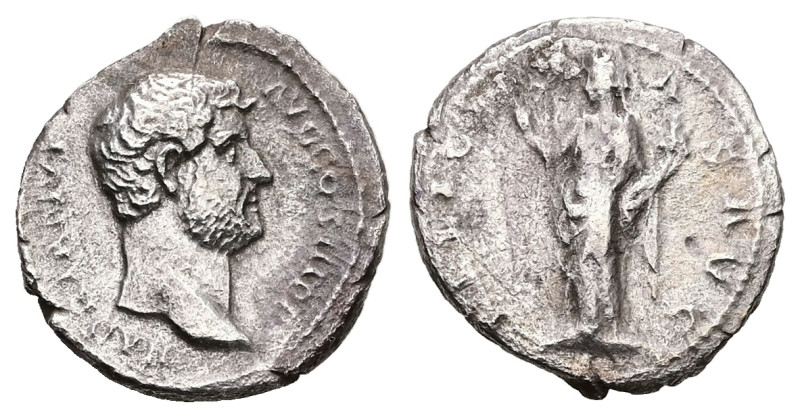 Hadrian, AD 117-138. AR, Denarius. 2.50 g. 18.00 mm. Rome.
