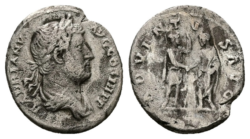 Hadrian, AD 117-138. AR, Denarius. 2.71 g. 18.26 mm. Rome.