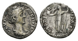 Diva Faustina, Died AD 140/1. AR, Denarius. 3.10 g. 17.49 mm. Rome.