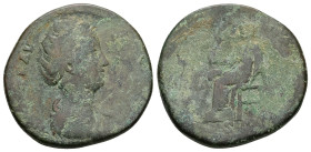 Diva Faustina, Died AD 140/1. AE, Sestertius. 21.07 g. 32.95 mm. Rome.
