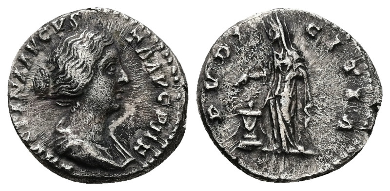 Faustina II, AD 147-175. AR, Denarius. 3.20 g. 17.75 mm. Rome.