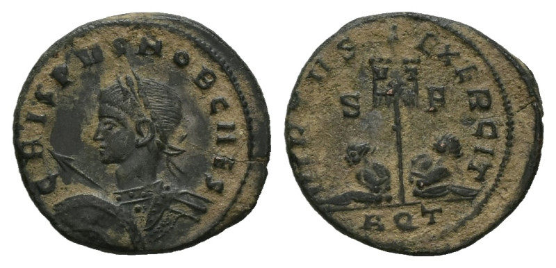 Crispus, AD 316-326. AE, Follis. 2.67 g. 19.35 mm. Aquileia.